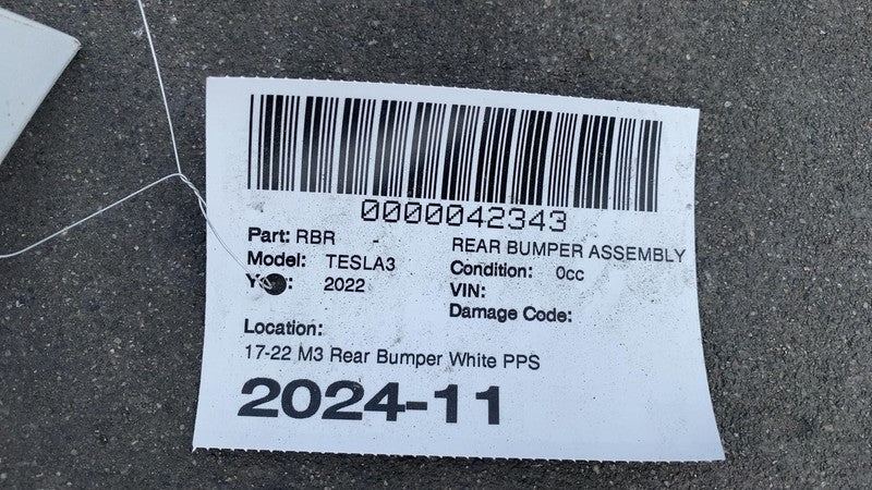 ⭕ 2017-2022 Tesla Model 3 Rear Bumper Cover w/ Park Sensor Holes Assy White PPSW