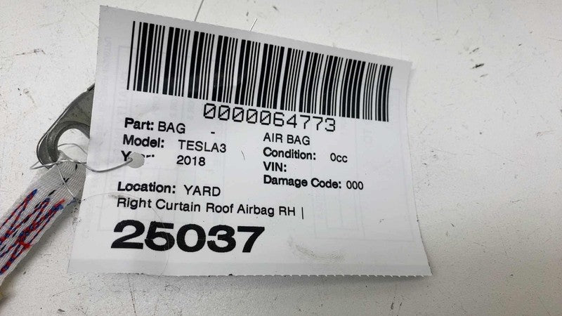 ⭕2017-2023 Tesla Model 3 Passenger Roof Curtain Airbag Module Right 10