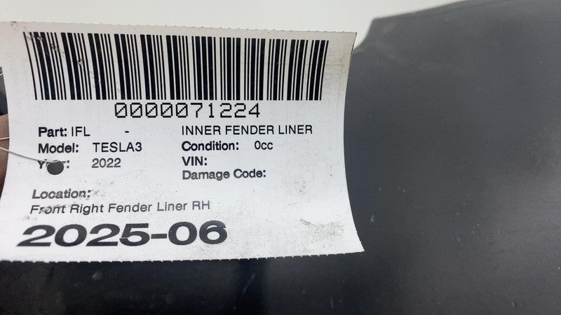 ⭕ 18-23 Tesla Model 3 Front Right Wheel Fender Liner Splash Shield 108