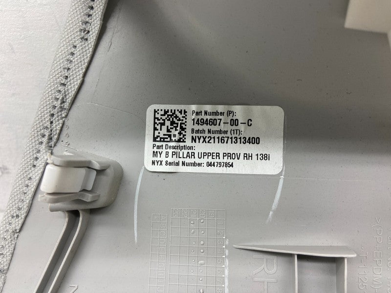 1494607 00 C ⭕ 2020-2024 Tesla Model Y Passenger Side B-Pillar Upper Trim Cover 1494607-00-C