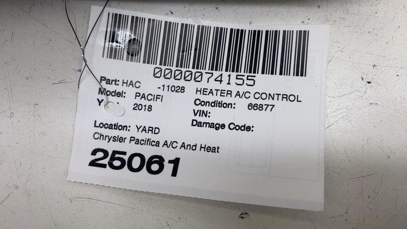 68395990AA ⭕ 18-20 Chrysler Pacifica Rear Heater A/C Climate Temperature Control 68395990AA