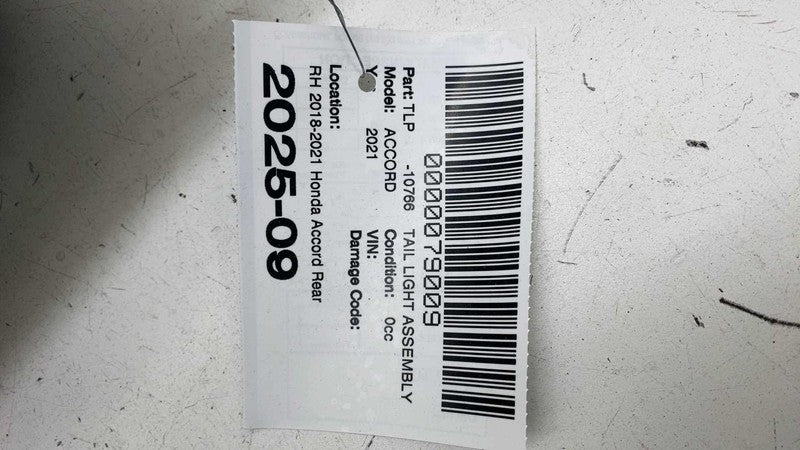 34150-TVA-A013-M1 ⭕ 2018-2021 Honda Accord Rear Right Side Inner Tail Light OEM 34150-TVA-A013-M1