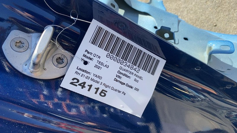 ⭕2021-2023 Tesla Model 3 Rear Right Quarter Panel Structural Frame Cut Blue PPSB