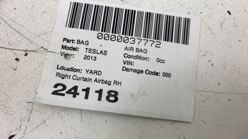 100526200B ⭕2012-2020 Tesla Model S Passenger Roof Curtain Safety Airbag Right 1005262-00-B