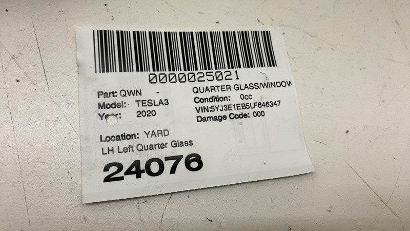⭕ 2017-2020 Tesla Model 3 Rear Driver Side Corner Window Quarter Glass