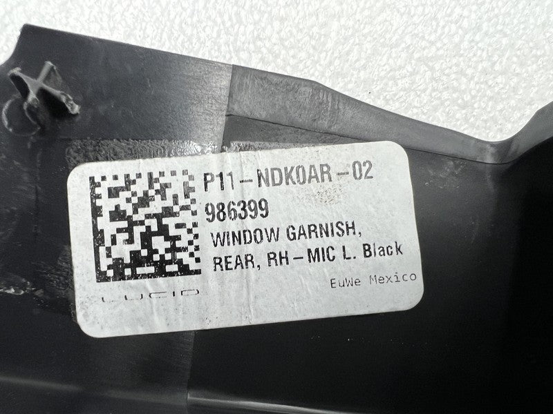 P11-NDK0AR-02 ⭕2022-2024 Lucid Air Rear Right Door Window Garnish Frame Cover RH P11-NDK0AR-02