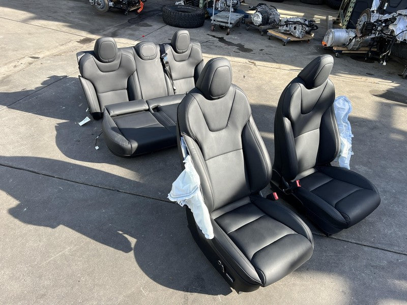 ⭕ 21-23 Tesla Model S Left & Right Front Bucket Seat + Rear 2nd Row Seat Black