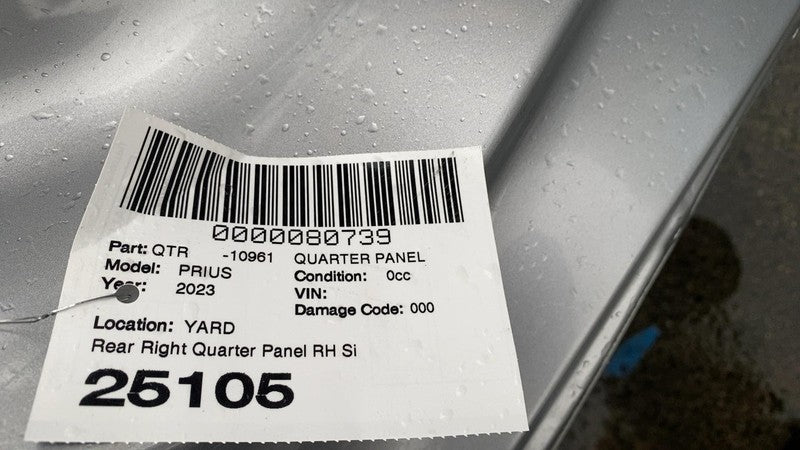 ⭕ 2023-2024 Toyota Prius Rear Right Quarter Panel Structural Cutout Silver - 1L0