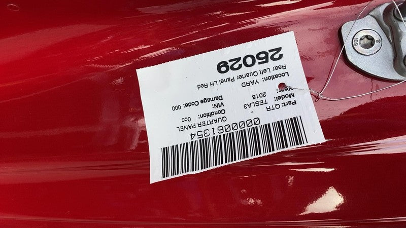 ⭕ 2017-2020 Tesla Model 3 Rear Left Quarter Panel Structural Frame Cut Red PPMR