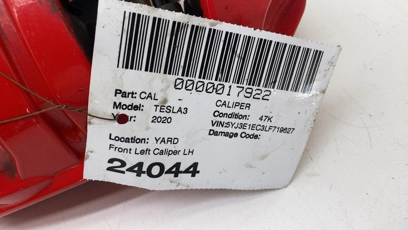 1044641 00 F ⭕ 2017-2023 Tesla Model 3 Front Performance Brake Caliper Red Left 1044641-00-F
