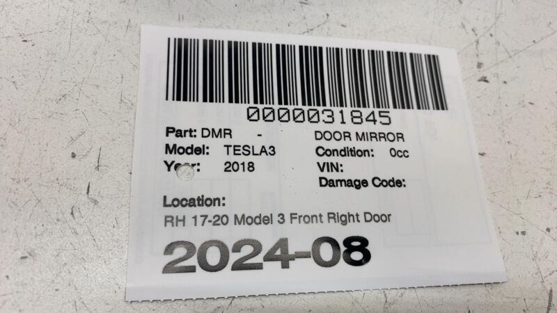 2017-2020 Tesla Model 3 M3 Right Exterior Rear View Door Mirror RH Silver PMSS