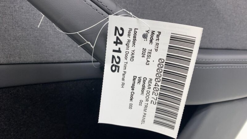 2024 2025 Tesla Model 3 Rear Passenger Side Highland Door Panel Trim Card Right