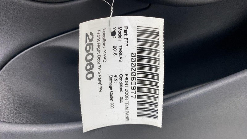 1090411-01-H ⭕ 17-20 Tesla Model 3 Front Right Interior Door Panel Trim Card OEM 1090411-01-H