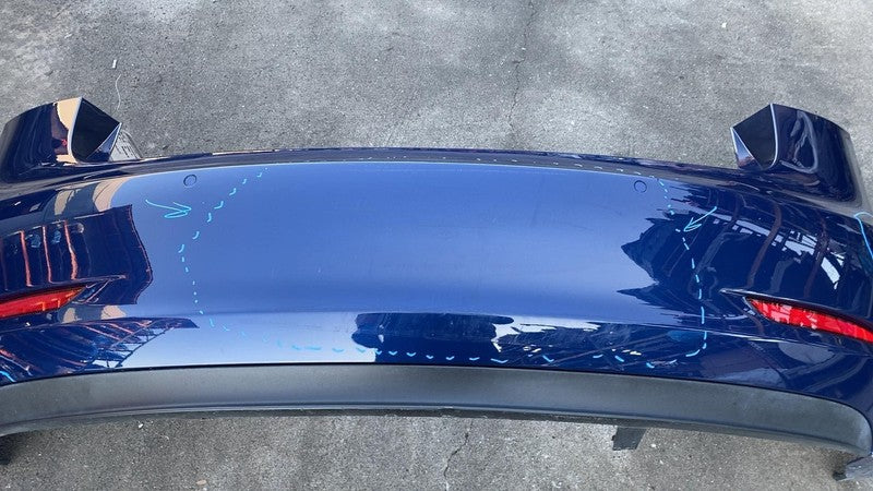 2017-2022 Tesla Model 3 M3 Rear Bumper Fascia Cover w/ Sensor Holes Blue - PPSB